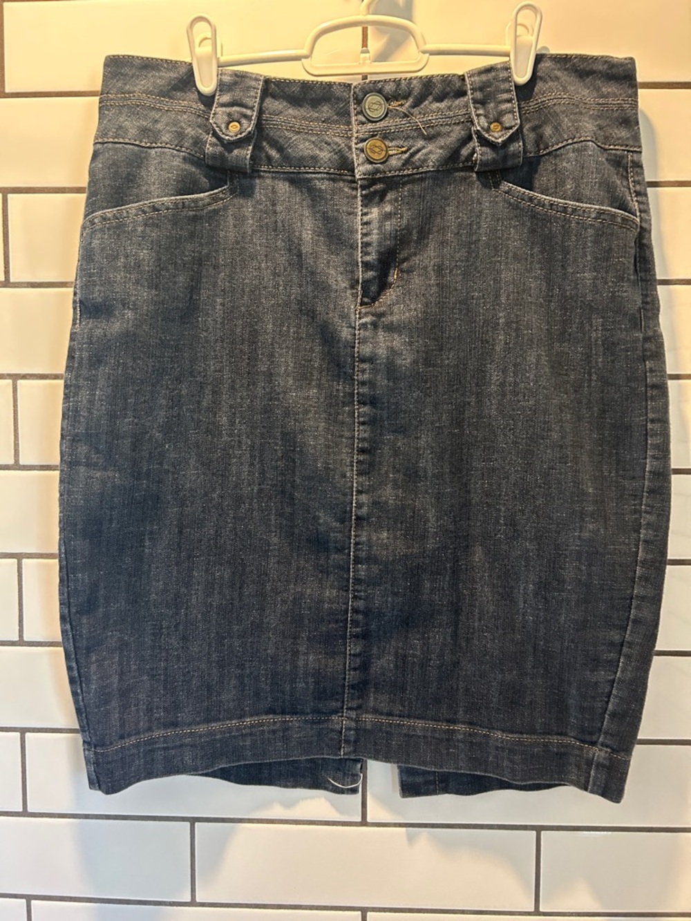 one 5 one Dark Blue Denim Pencil Skirt